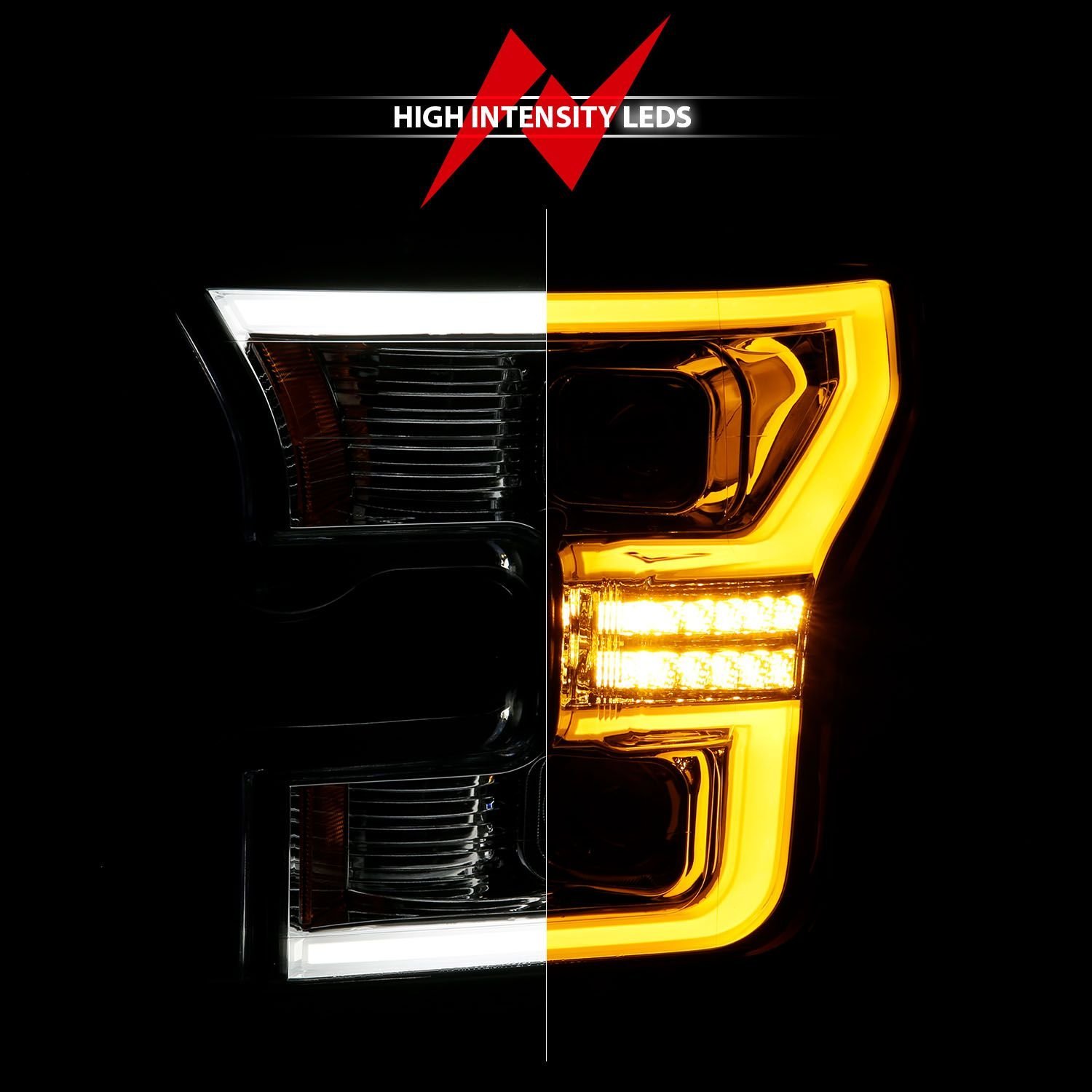 Ford F-150 15-17 Full Led Projector Headlights Chrome Housing W/ Switchback Light Bar - Image 6