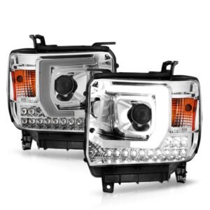 GMC Sierra 1500 14-15 /2500HD/3500HD 15-19 Projector Headlights Chrome - Image 2