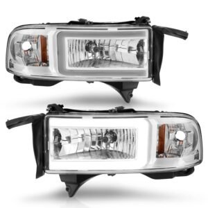 Dodge Ram 94-02 Headlights Chrome Amber (W/C Light Bar) - Image 2