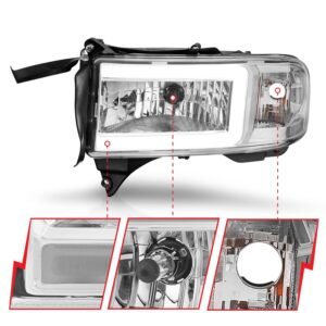 Dodge Ram 94-02 Headlights Chrome Amber (W/C Light Bar) - Image 3