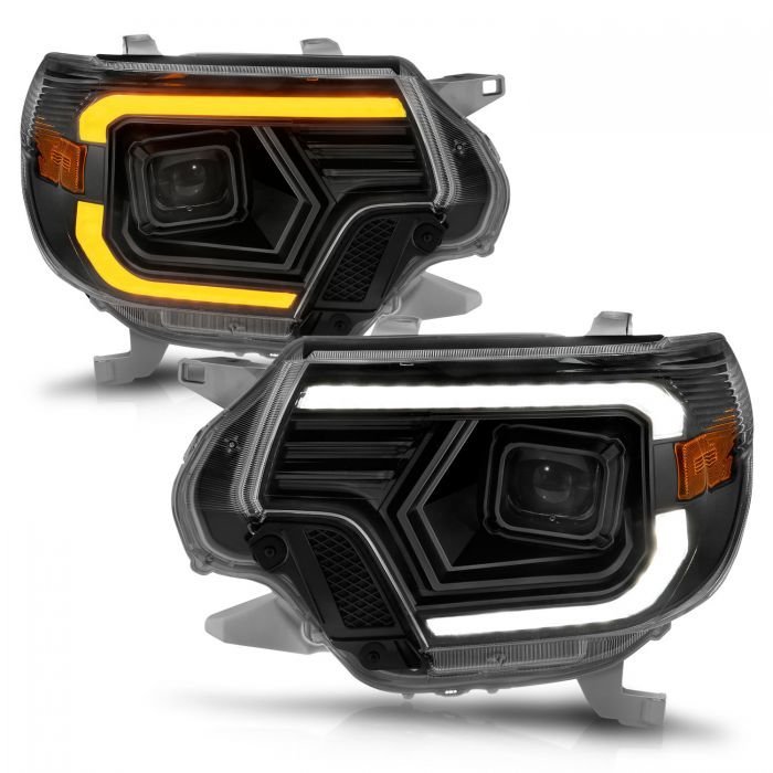 Toyota Tacoma 12-15 Projector Switchback Headlights Black Amber W/ C Lights Bar