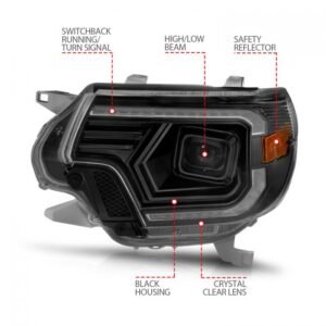 Toyota Tacoma 12-15 Projector Switchback Headlights Black Amber W/ C Lights Bar - Image 5