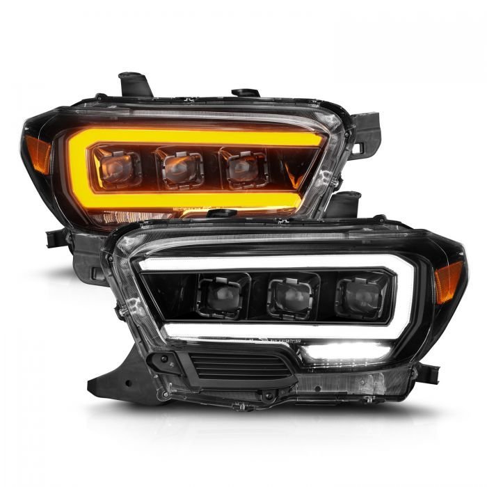 Toyota Tacoma 16-22 Black Full Led Projector Plank Style Headlights