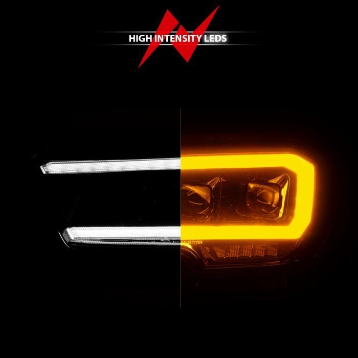 Toyota Tacoma 16-22 Black Full Led Projector Plank Style Headlights