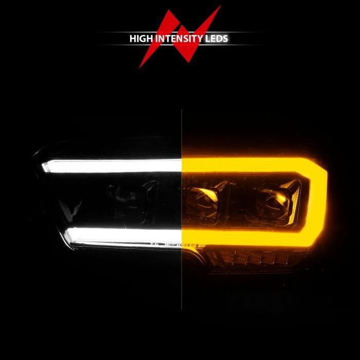 Toyota Tacoma 16-22 Black Full Led Projector Plank Style Headlights