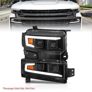 Chevy Silverado 1500 19-21 Full Led Projector Headlights - Black - Image 1