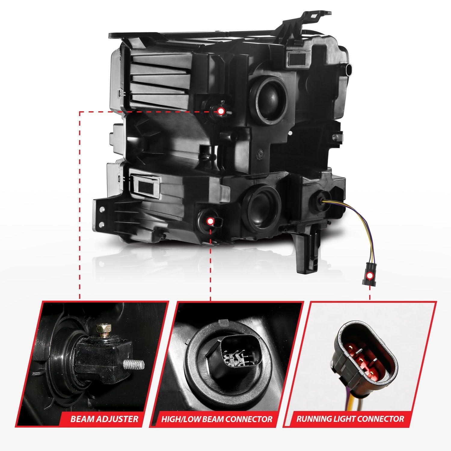 Chevy Silverado 1500 19-21 Full Led Projector Headlights - Black - Image 5