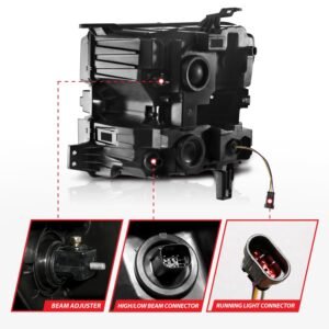 Chevy Silverado 1500 19-21 Full Led Projector Headlights - Black - Image 5