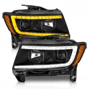 Jeep Grand Cherokee 11-13 Projector Switchback Plank Style Headlights Black - Image 2