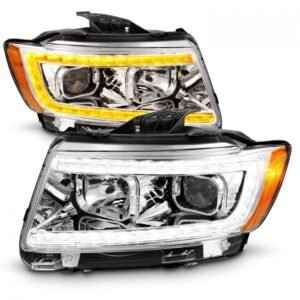 Jeep Grand Cherokee 11-13 Projector Switchback Plank Style Headlights Chrome - Image 2