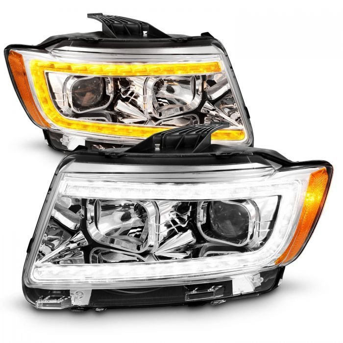 Jeep Grand Cherokee 11-13 Projector Switchback Plank Style Headlights Chrome