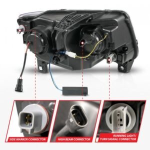 Jeep Grand Cherokee 11-13 Projector Switchback Plank Style Headlights Chrome - Image 5