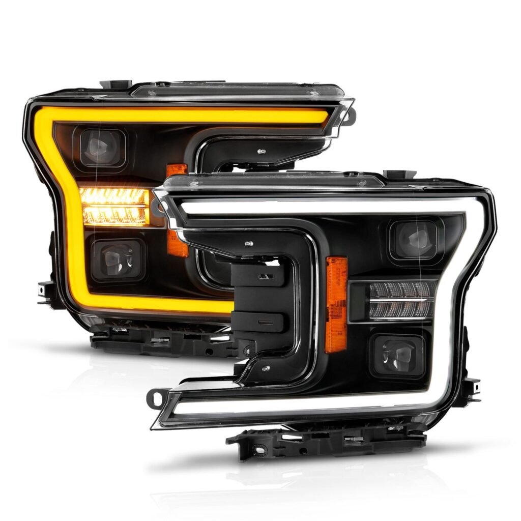 Ford F-150 18-20 Full Led Projector Black Headlights W/ Initiation Feature & Sequential Signal