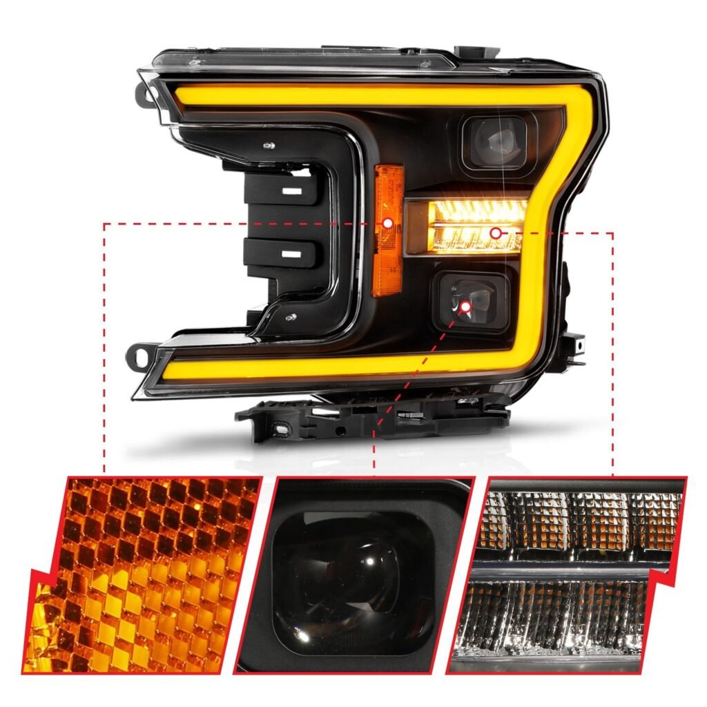 Ford F-150 18-20 Full Led Projector Black Headlights W/ Initiation Feature & Sequential Signal