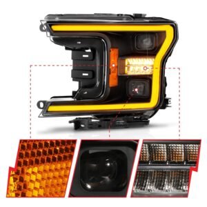 Ford F-150 18-20 Full Led Projector Black Headlights W/ Initiation Feature & Sequential Signal - Image 3