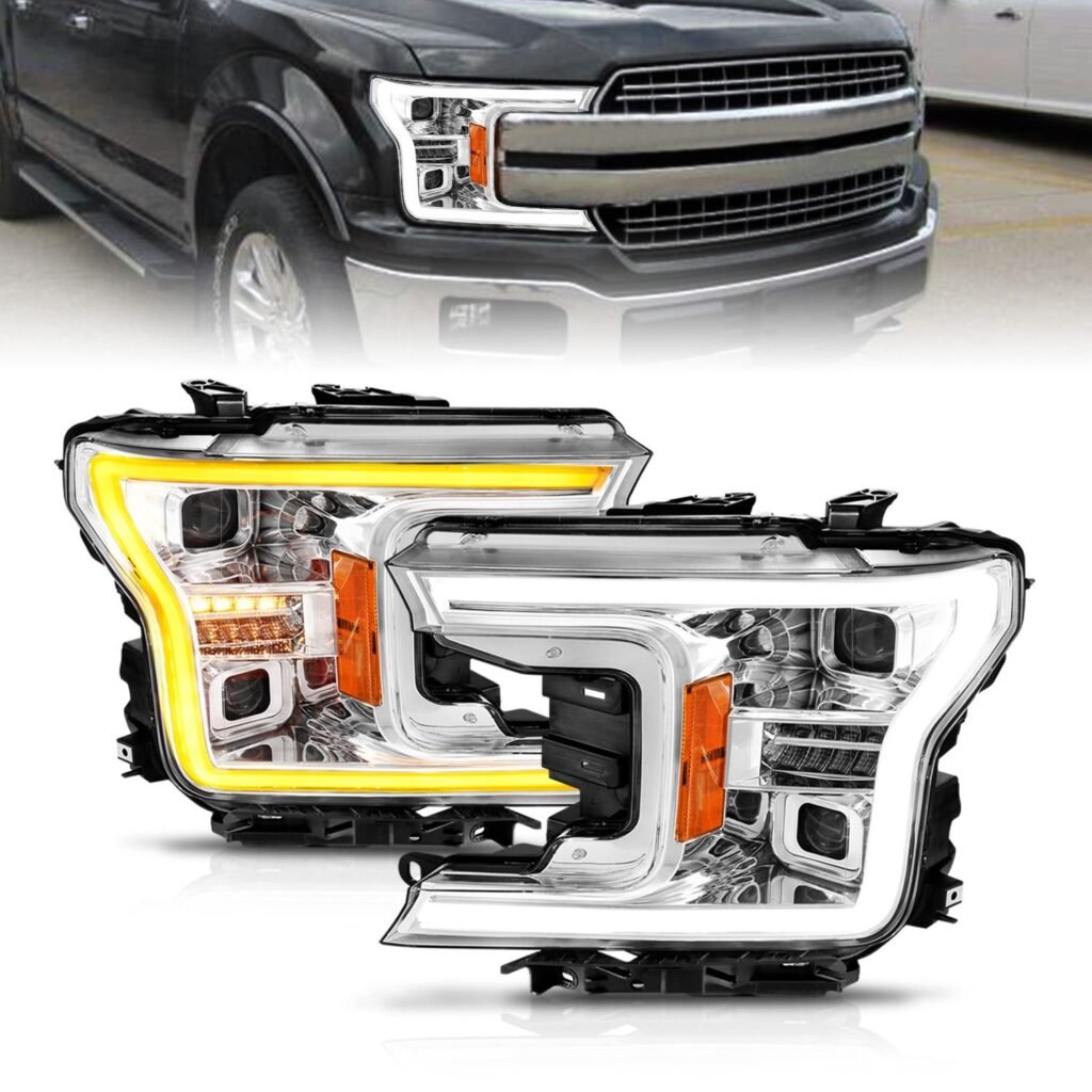 Ford F-150 18-20 Full Led Projector Chrome Headlights W/ Initiation Feature & Sequential Signal