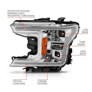 Ford F-150 18-20 Full Led Projector Chrome Headlights W/ Initiation Feature & Sequential Signal - Image 4