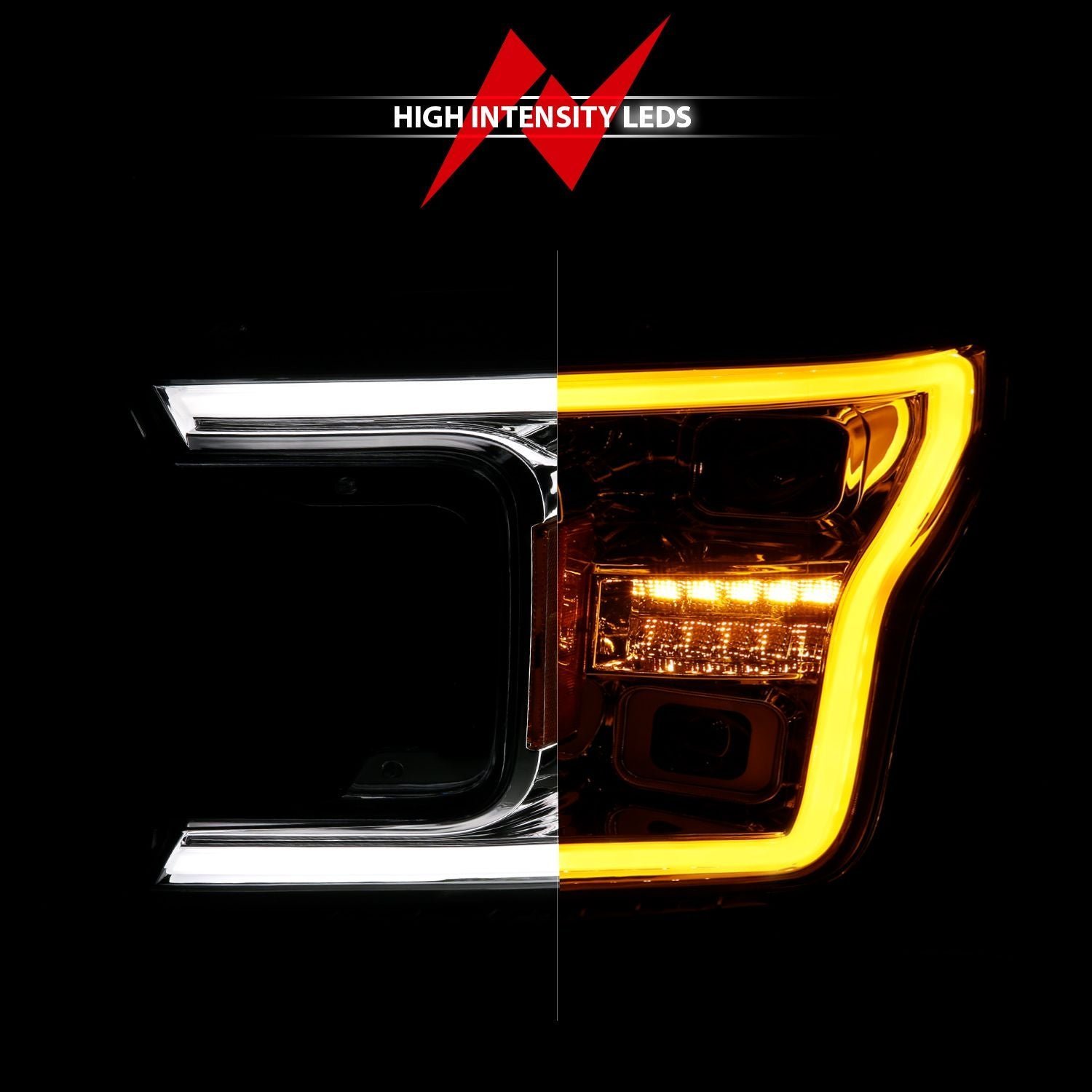 Ford F-150 18-20 Full Led Projector Chrome Headlights W/ Initiation Feature & Sequential Signal - Image 6