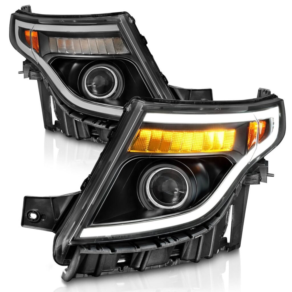 Ford Explorer 11-15 Projector Plank Style Headlights Black W/ Led Signal Light (13-15 Base, Xlt, Limited)