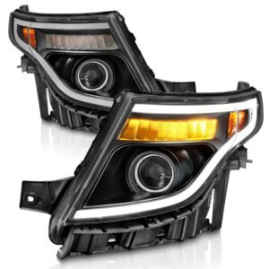 Ford Explorer 11-15 Projector Plank Style Headlights Black W/ Led Signal Light (13-15 Base, Xlt, Limited) - Image 2