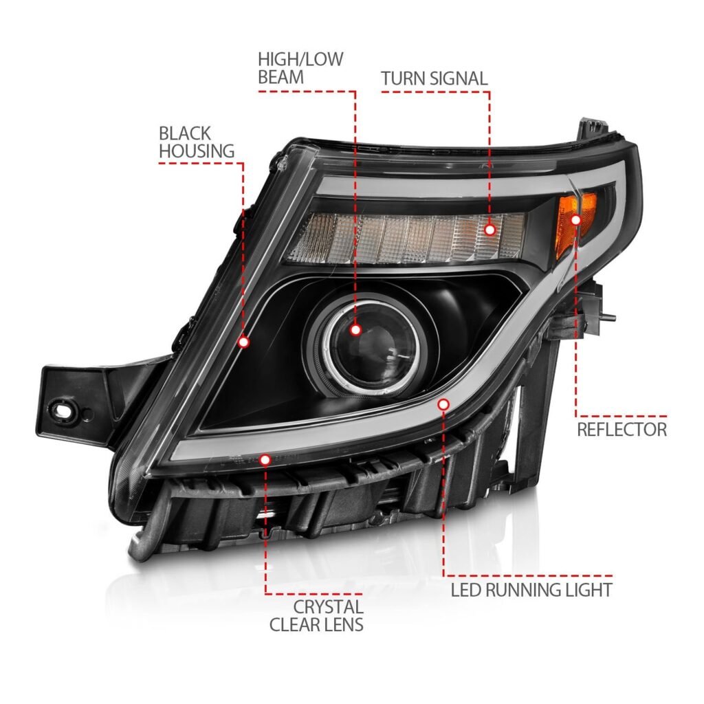 Ford Explorer 11-15 Projector Plank Style Headlights Black W/ Led Signal Light (13-15 Base, Xlt, Limited)