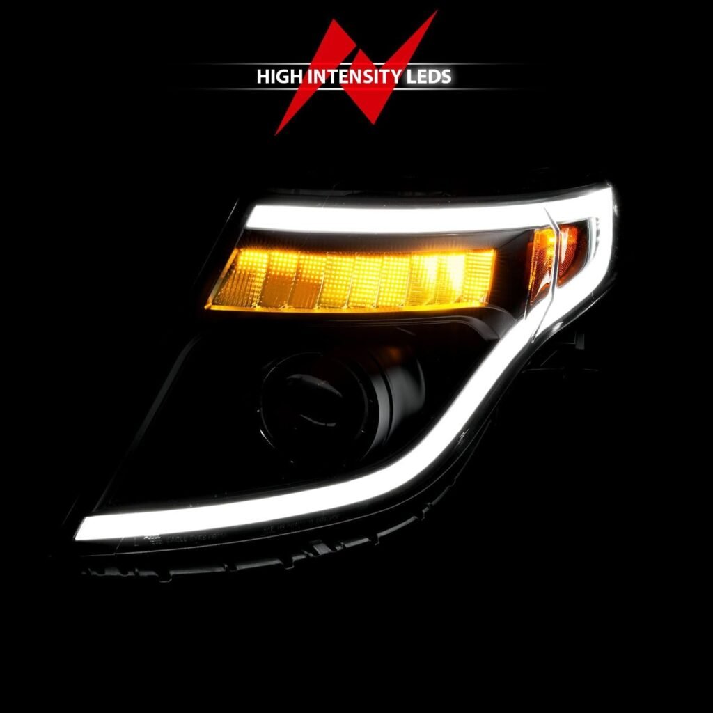 Ford Explorer 11-15 Projector Plank Style Headlights Black W/ Led Signal Light (13-15 Base, Xlt, Limited)