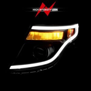 Ford Explorer 11-15 Projector Plank Style Headlights Black W/ Led Signal Light (13-15 Base, Xlt, Limited) - Image 6