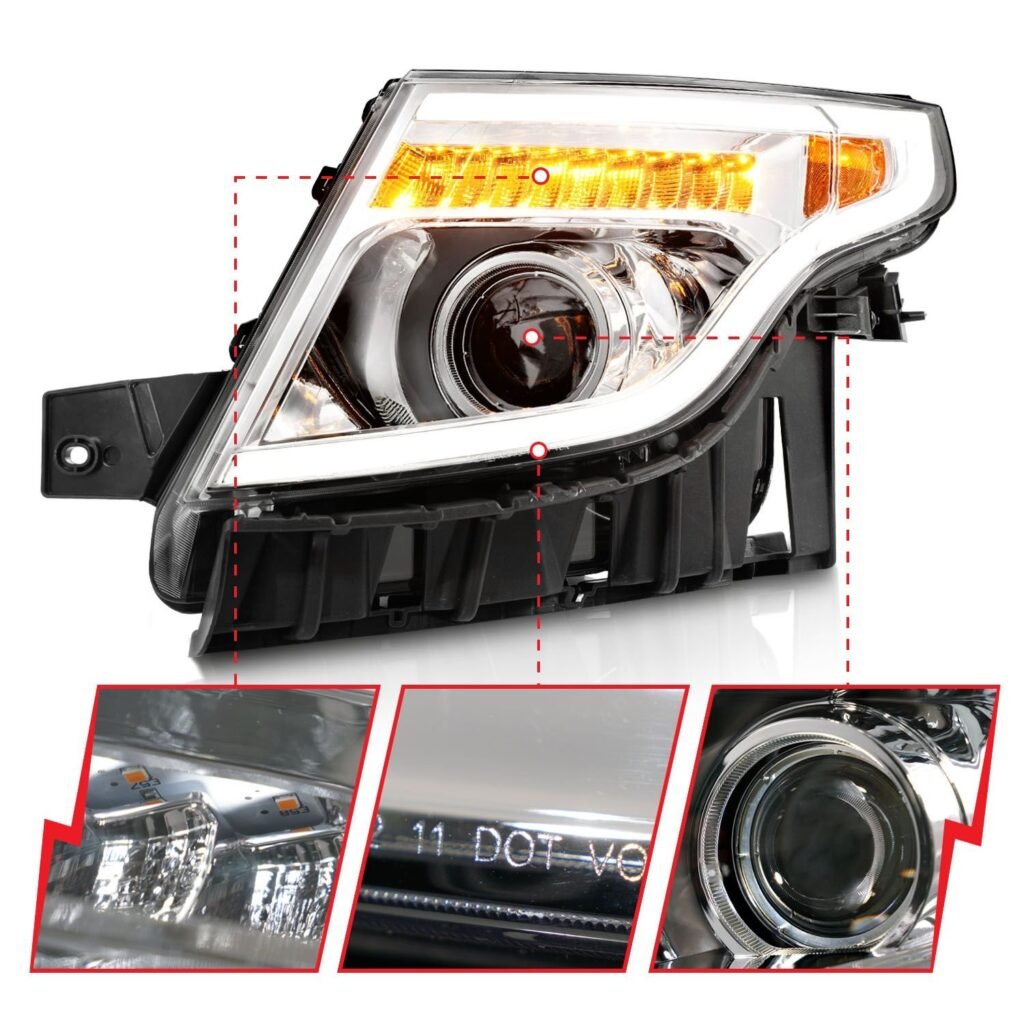Ford Explorer 11-15 Headlight Projector Plank Style Chrome
