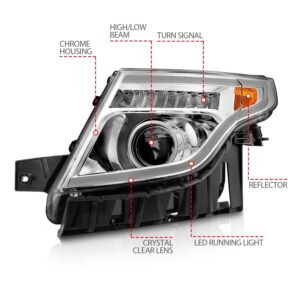 Ford Explorer 11-15 Headlight Projector Plank Style Chrome - Image 5