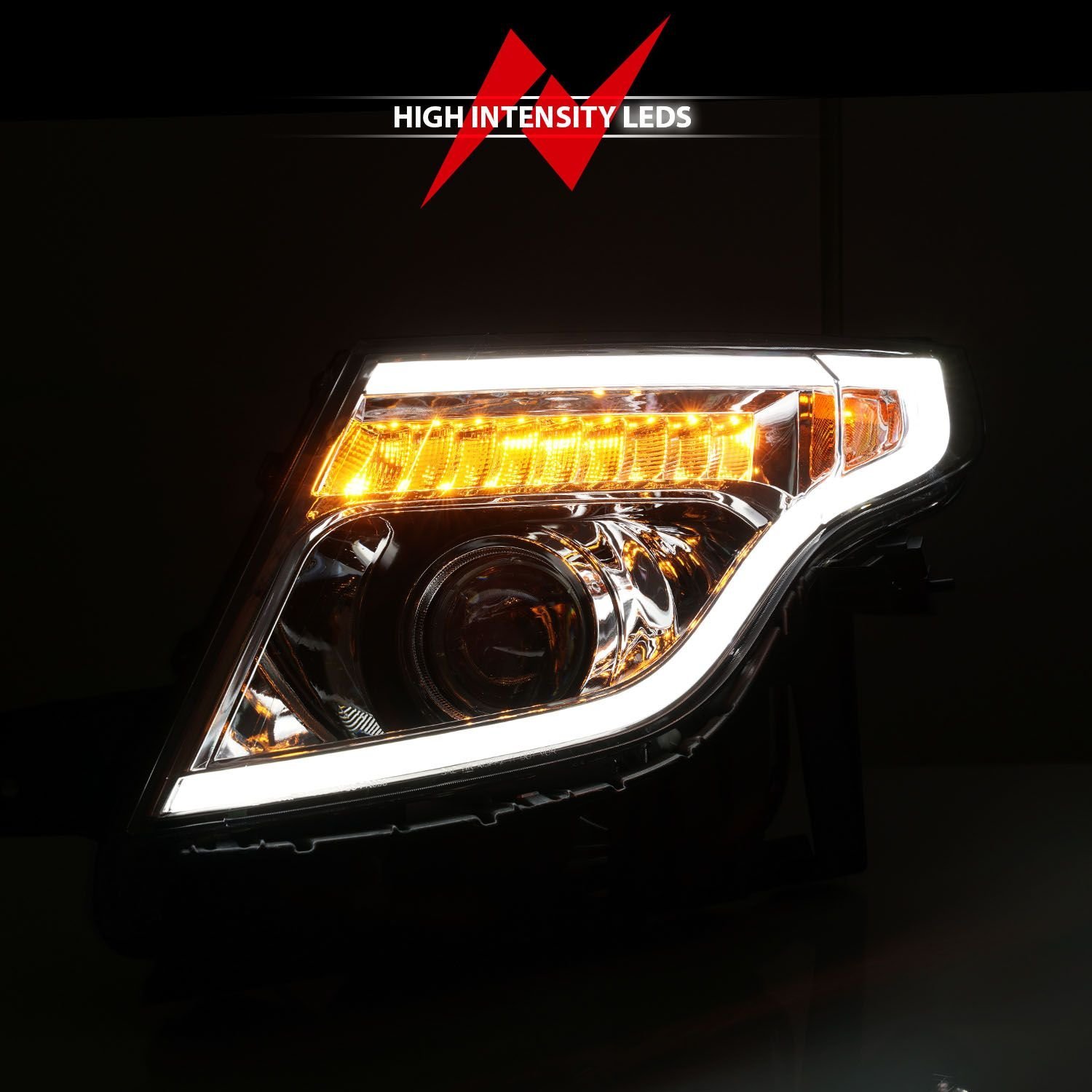 Ford Explorer 11-15 Headlight Projector Plank Style Chrome - Image 7