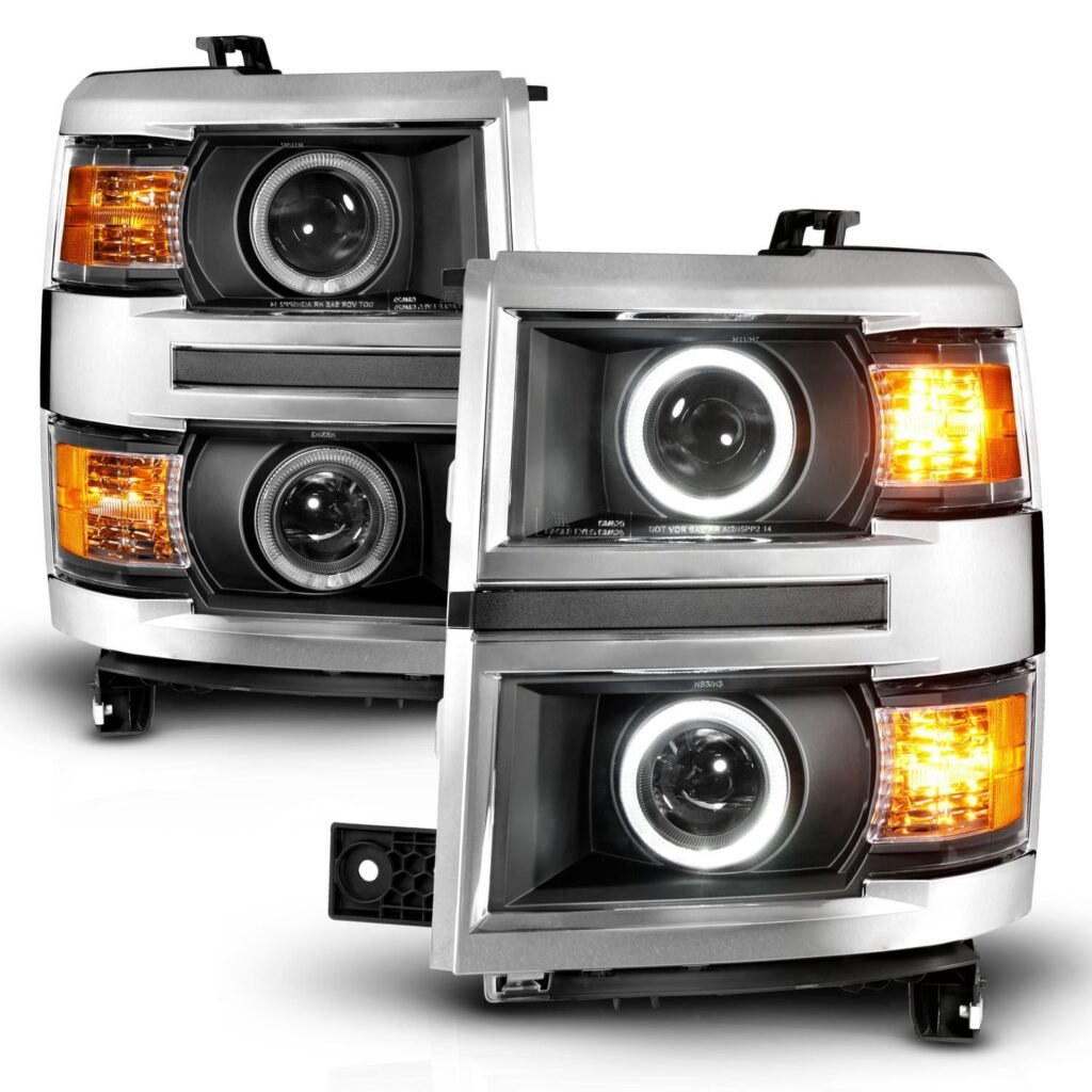 Chevy Silverado 14-15 Projector Headlights Led Halo Black Clear