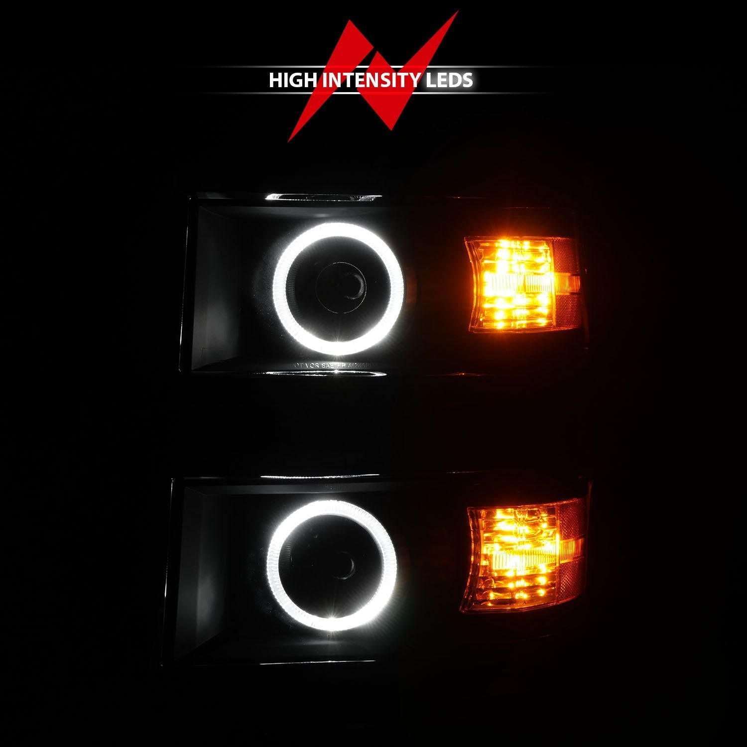 Chevy Silverado 14-15 Projector Headlights Led Halo Black Clear - Image 5