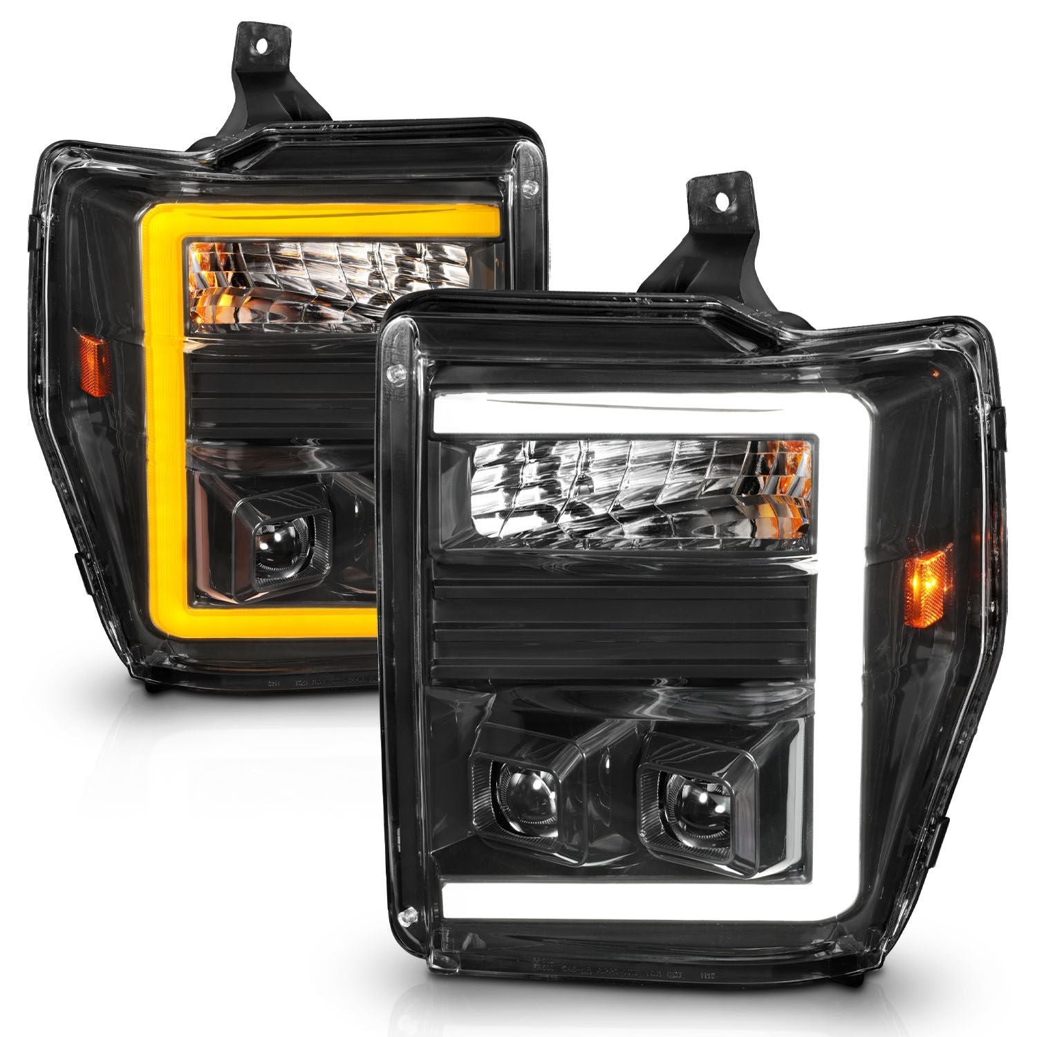 Ford Super Duty 08-10 Switchback Plank Style Projector Headlights Black - Image 2