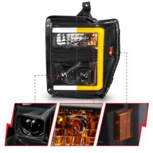 Ford Super Duty 08-10 Switchback Plank Style Projector Headlights Black - Image 3