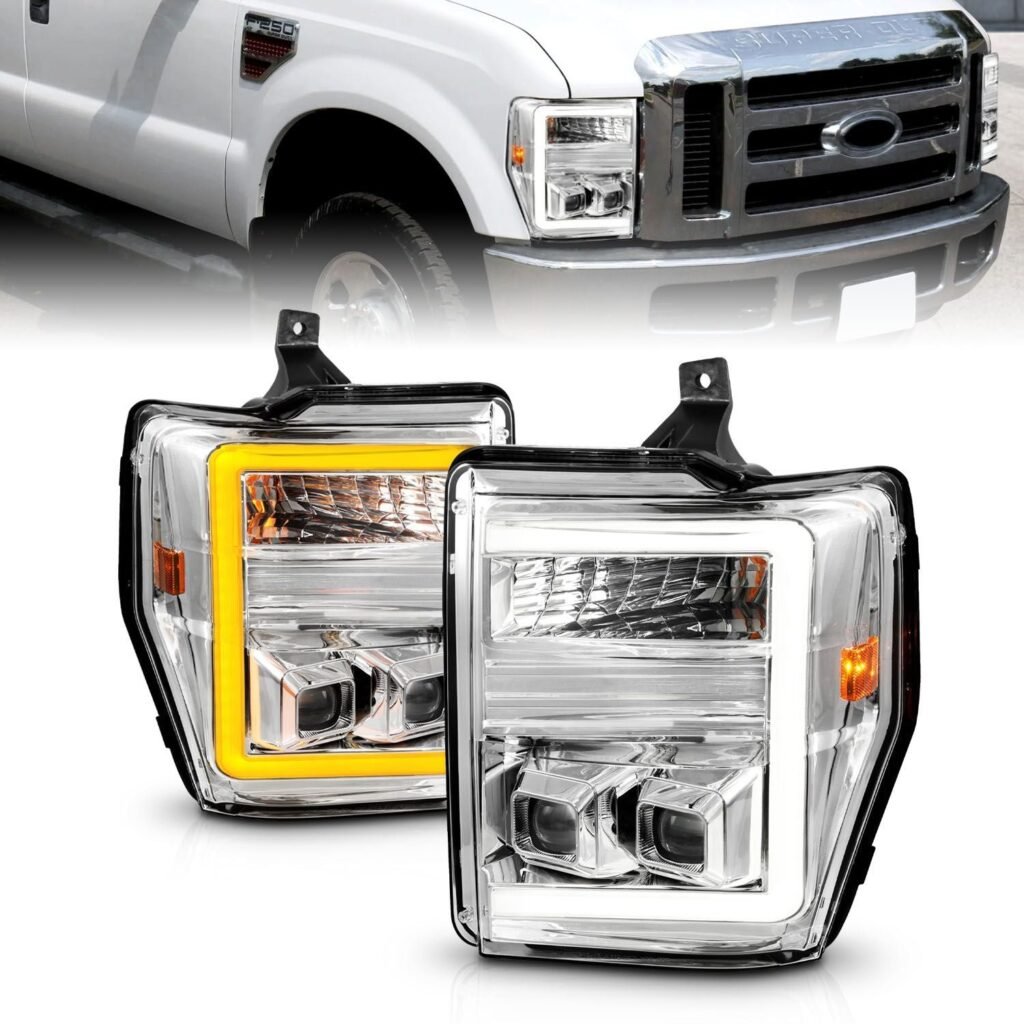 Ford Super Duty 08-10 Switchback Plank Style Projector Headlights Chrome