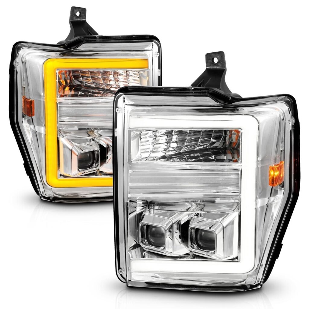 Ford Super Duty 08-10 Switchback Plank Style Projector Headlights Chrome