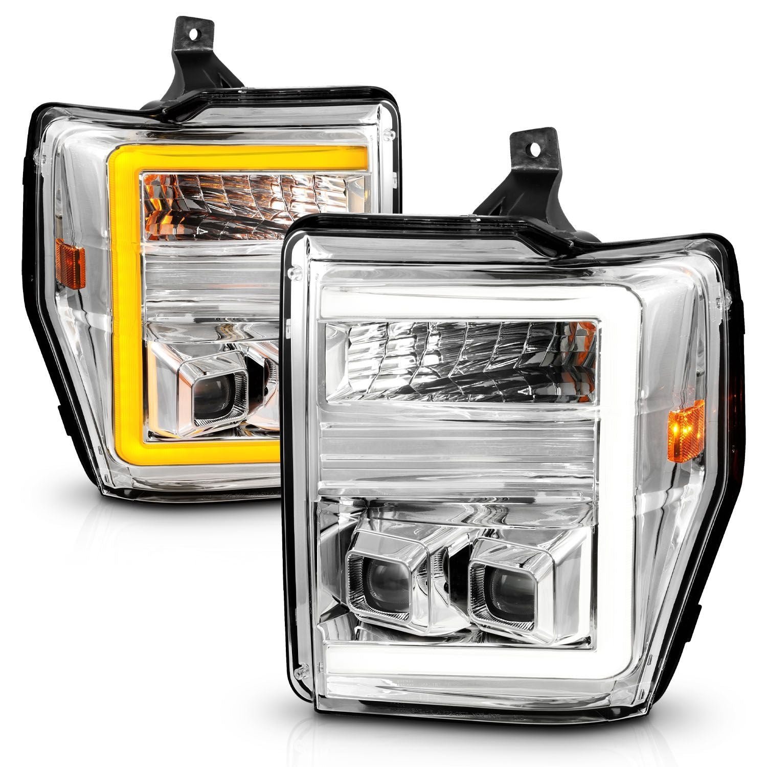 Ford Super Duty 08-10 Switchback Plank Style Projector Headlights Chrome - Image 2