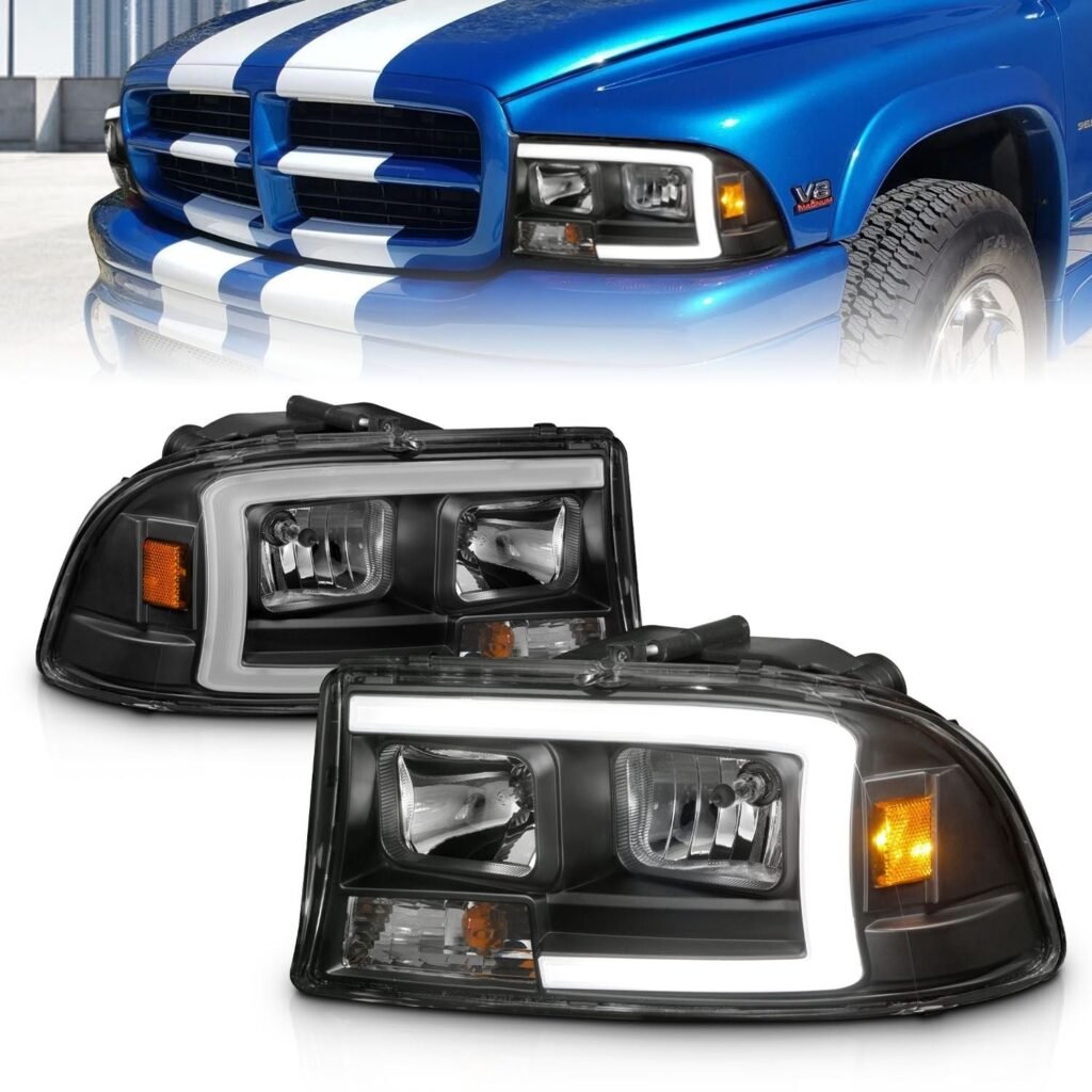 Dodge Dakota 97-04 / Durango 98-03 Crystal Plank Style Headlights Black