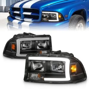 Dodge Dakota 97-04 / Durango 98-03 Crystal Plank Style Headlights Black - Image 1