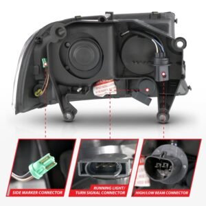 Dodge Dakota 97-04 / Durango 98-03 Crystal Plank Style Headlights Black - Image 5