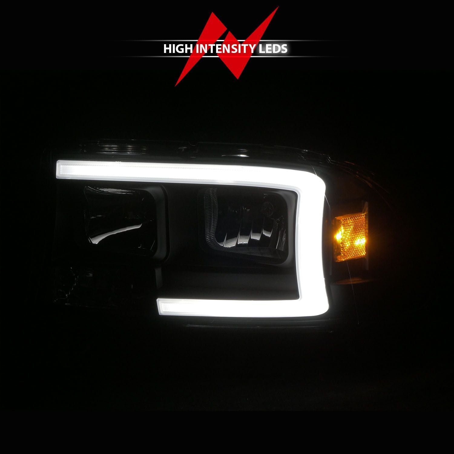 Dodge Dakota 97-04 / Durango 98-03 Crystal Plank Style Headlights Black - Image 6