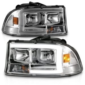 DODGE DAKOTA 97-04 / DURANGO 98-03 CRYSTAL PLANK STYLE HEADLIGHTS CHROME - Image 2