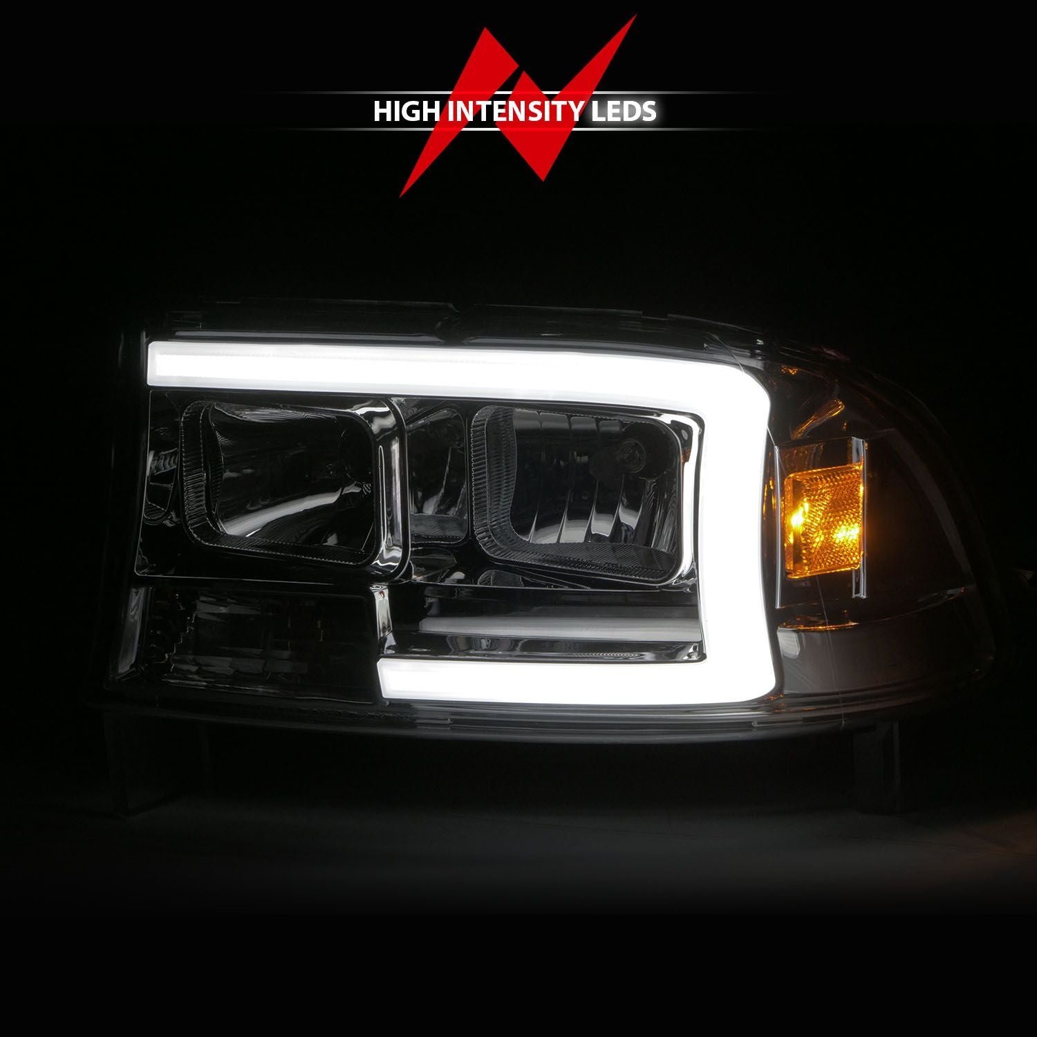 DODGE DAKOTA 97-04 / DURANGO 98-03 CRYSTAL PLANK STYLE HEADLIGHTS CHROME - Image 6