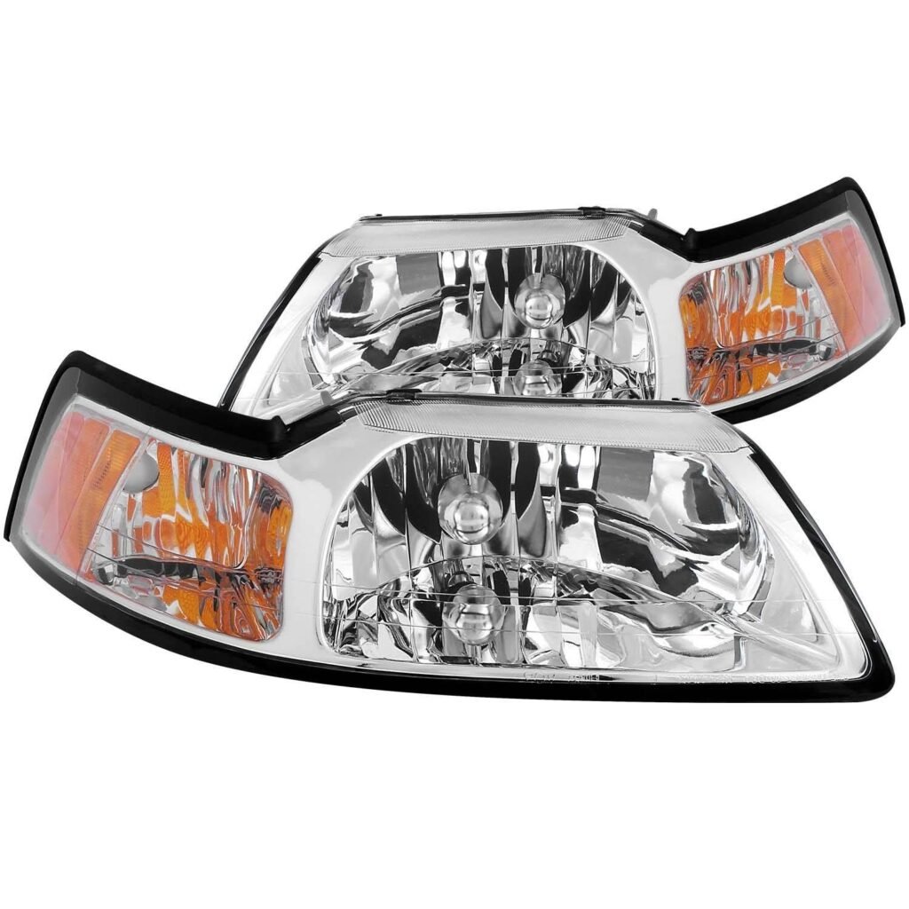 FORD MUSTANG 99-04 CRYSTAL HEADLIGHTS W/ CHROME HOUSING