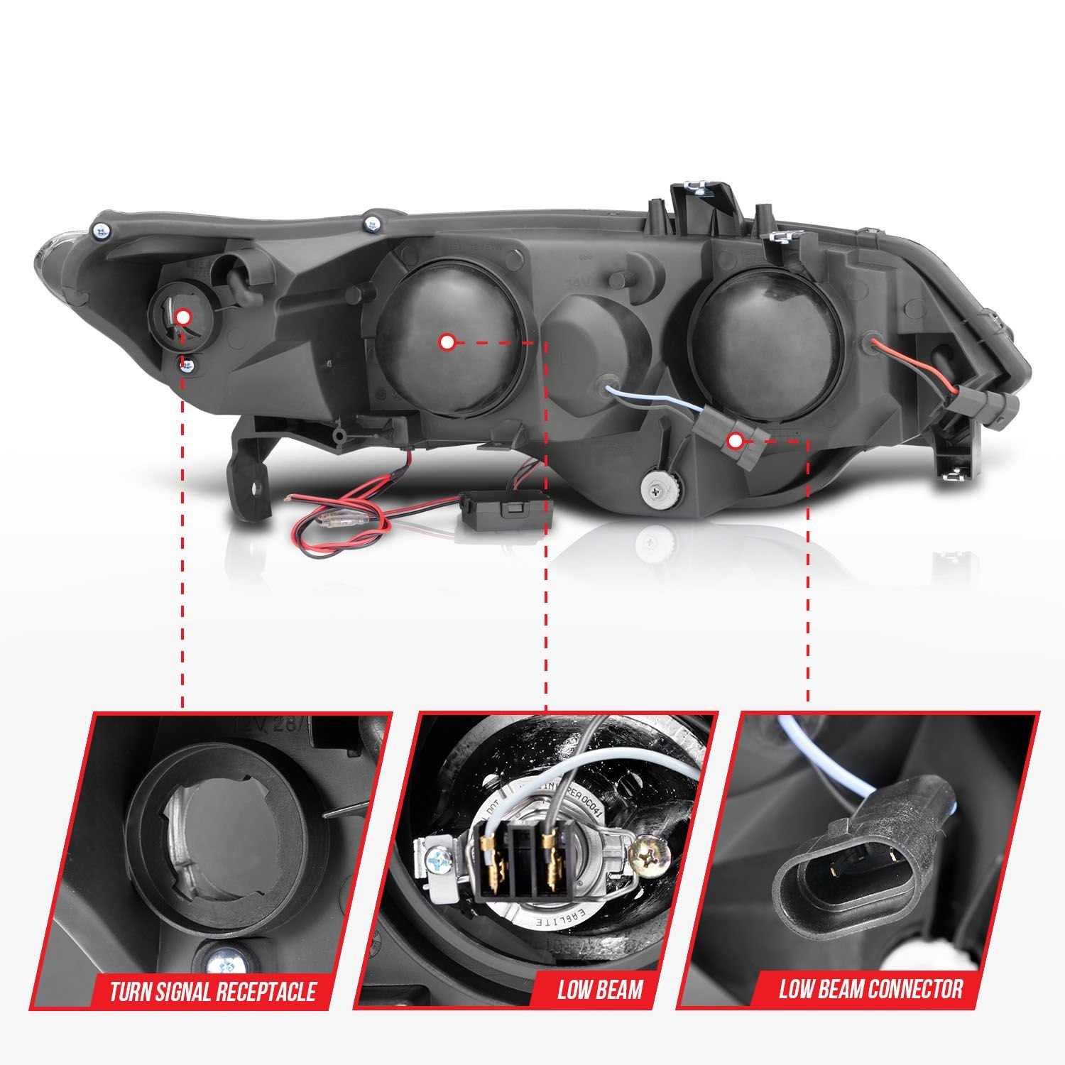 Honda Civic 06-11 2DR Projector Headlights Chrome W/ Rx Halo - Image 5