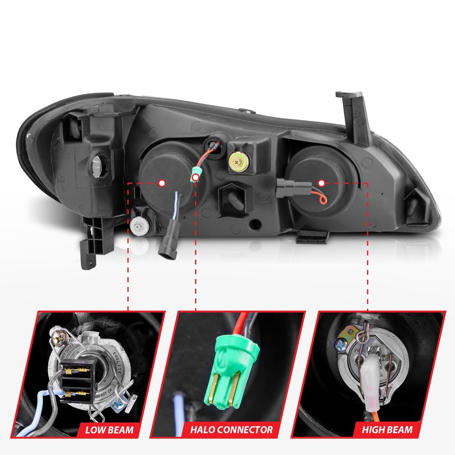 Infiniti I-30 00-01 / I-35 02-04 Projector Headlights Black - Image 5