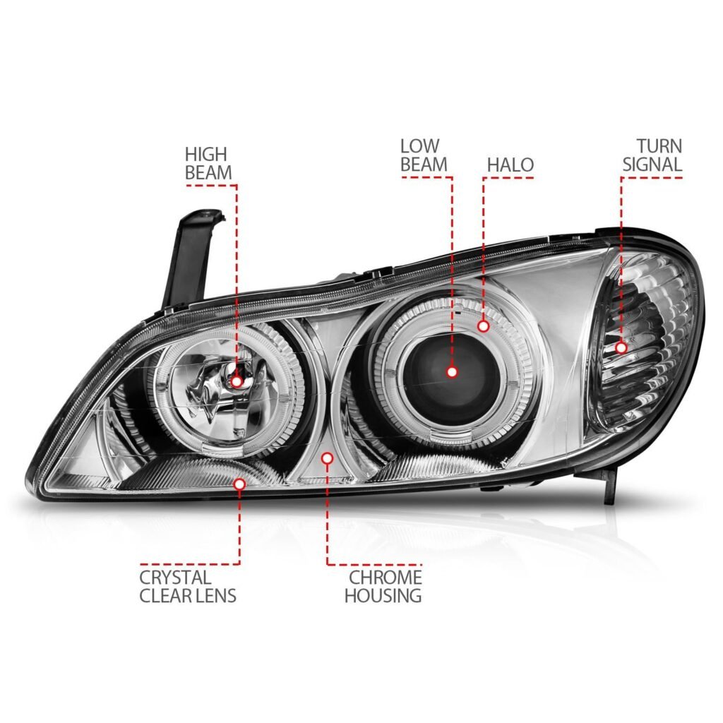 Infiniti I-30 00-01 / I-35 02-04 Projector Headlights Chrome