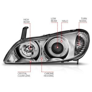 Infiniti I-30 00-01 / I-35 02-04 Projector Headlights Chrome - Image 3