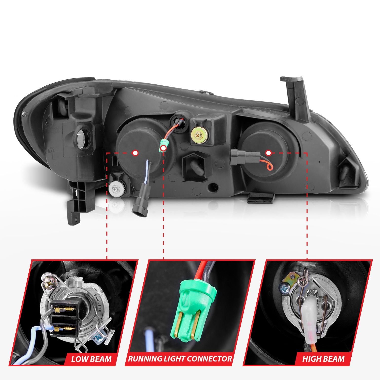 Infiniti I-30 00-01 / I-35 02-04 Projector Headlights Chrome - Image 4