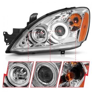 Mitsubishi Lancer 04-07 Projector Headlights Chrome W/ Rx Halo - Image 3